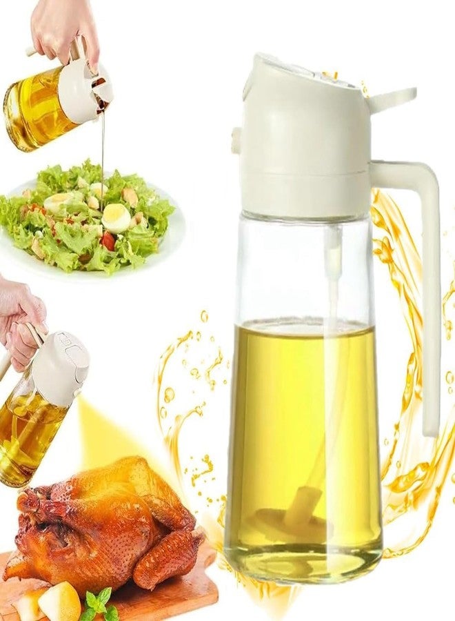 TASKHOUSE Oil Dispenser Bottle 2-in-1 Glass Oil Sprayer & Pourer Olive Oil Vinegar Dispenser for Cooking - White (450ML) - Image 1